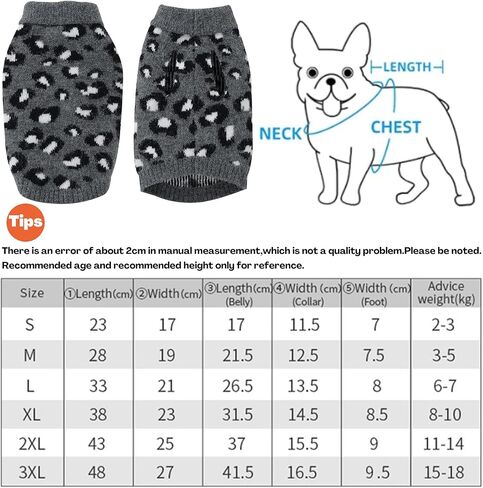 Opewod Small Dog Sweaters Leopard Pattern Knitted Pet Sweater Knitwear Soft Warm Puppy Sweater in Saudi Arabia