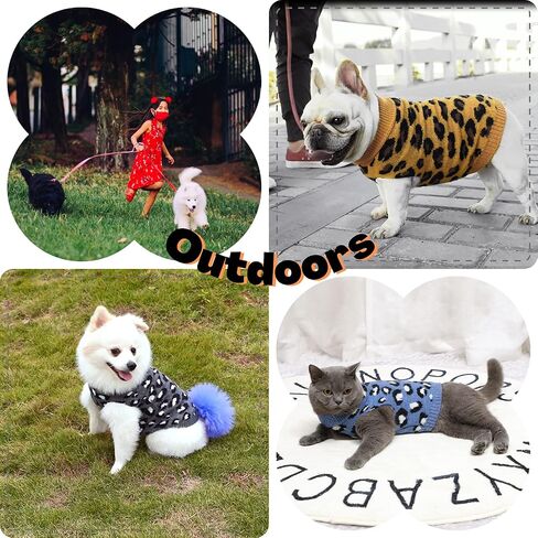 Opewod Small Dog Sweaters Leopard Pattern Knitted Pet Sweater Knitwear Soft Warm Puppy Sweater in Saudi Arabia