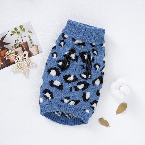 Opewod Small Dog Sweaters Leopard Pattern Knitted Pet Sweater Knitwear Soft Warm Puppy Sweater in Saudi Arabia