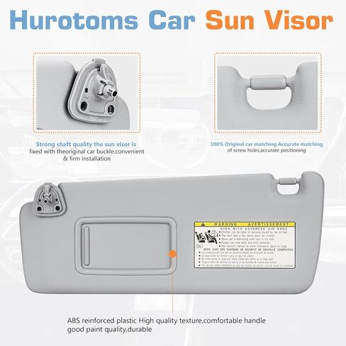 Hurotoms Left Driver Side Sun Visor Without Light for Toyota Highlander 2004 2005 2006 2007 Gray Visor Assembly, Replacement 74310-48220-A0 in Saudi Arabia