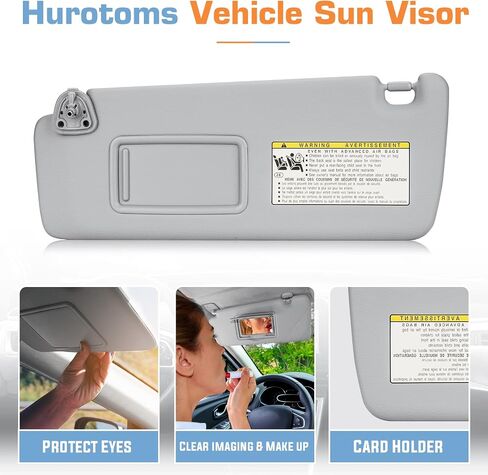 Hurotoms Left Driver Side Sun Visor Without Light for Toyota Highlander 2004 2005 2006 2007 Gray Visor Assembly, Replacement 74310-48220-A0 in Saudi Arabia