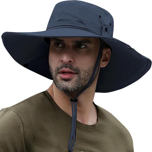 TUVATU Wide Brim Sun Hat with Chin Strap, UPF 50+ Breathable Fishing Hiking Visor Cap for Summer Men Women in Saudi Arabia