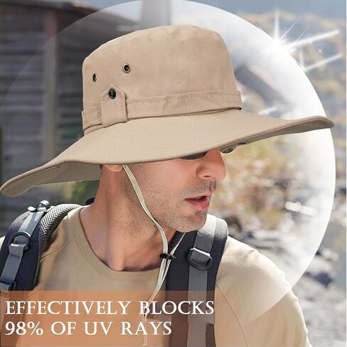 TUVATU Wide Brim Sun Hat with Chin Strap, UPF 50+ Breathable Fishing Hiking Visor Cap for Summer Men Women in Saudi Arabia