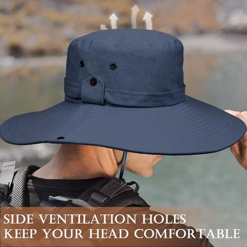 TUVATU Wide Brim Sun Hat with Chin Strap, UPF 50+ Breathable Fishing Hiking Visor Cap for Summer Men Women in Saudi Arabia