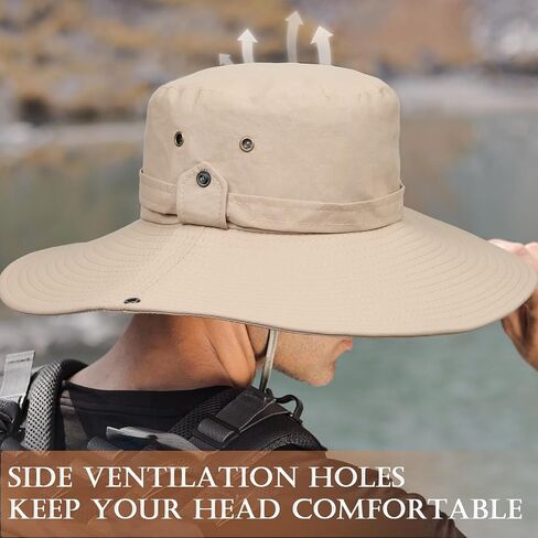 TUVATU Wide Brim Sun Hat with Chin Strap, UPF 50+ Breathable Fishing Hiking Visor Cap for Summer Men Women in Saudi Arabia
