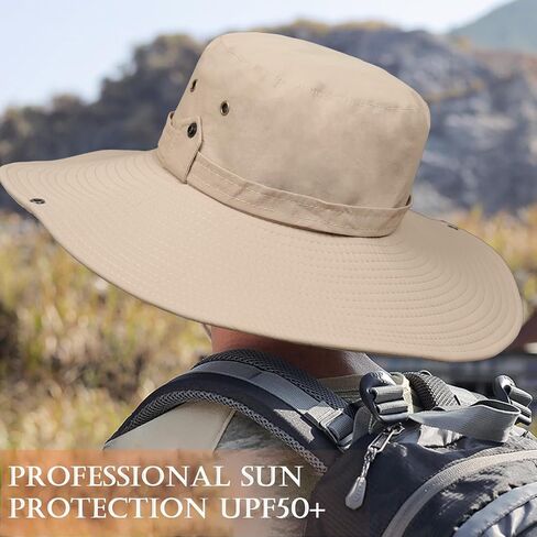 TUVATU Wide Brim Sun Hat with Chin Strap, UPF 50+ Breathable Fishing Hiking Visor Cap for Summer Men Women in Saudi Arabia