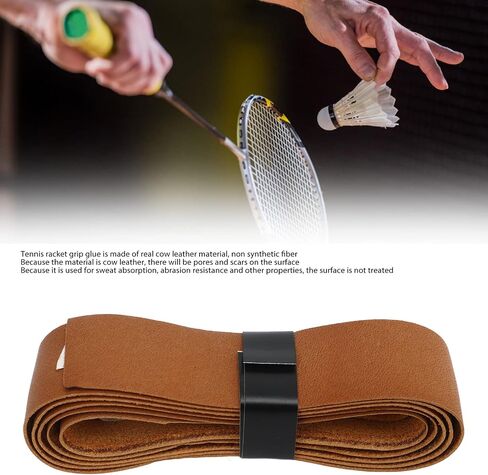 Leather Tennis Racket Grip Tape, Sweat Absorption Abrasion Resistance Accurate Gripping for Tennis and Badminton Rackets in Saudi Arabia