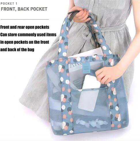 حقيبة حمل الشاطئ، حقيبة هوبو شبكية للشاطئ، حقيبة حمام سباحة، حقيبة كتف شاطئ نسائية قابلة للطي للتسوق على الشاطئ والسفر والنزهة والعطلات in Kuwait