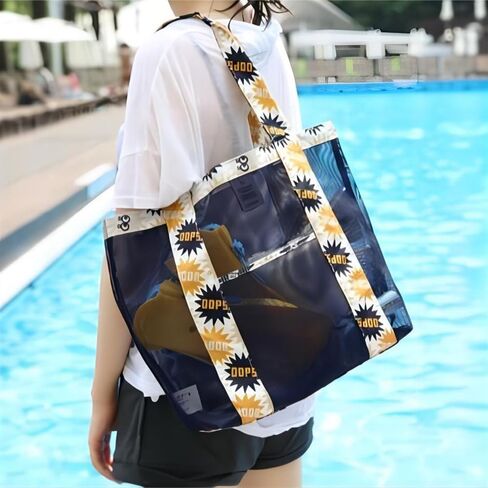 حقيبة حمل الشاطئ، حقيبة هوبو شبكية للشاطئ، حقيبة حمام سباحة، حقيبة كتف شاطئ نسائية قابلة للطي للتسوق على الشاطئ والسفر والنزهة والعطلات in Kuwait