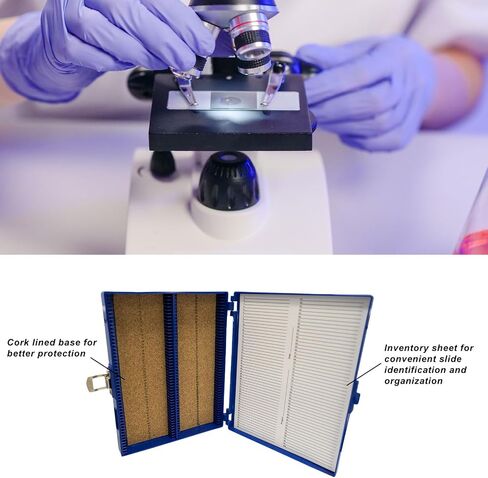 5PCS Microscope Slide Storage Box, 100-Place Plastic Microscope Slide Holder with Foam Liner for 25mm × 75mm Microslide, Assorted Colors in Saudi Arabia