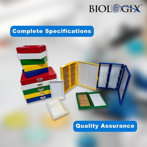 5PCS Microscope Slide Storage Box, 100-Place Plastic Microscope Slide Holder with Foam Liner for 25mm × 75mm Microslide, Assorted Colors in Saudi Arabia