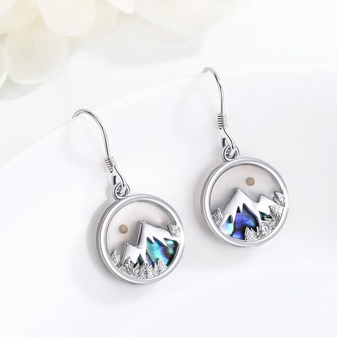 أقراط جبلية من بذور الخردل للنساء والفتيات من الفضة الإسترلينية أذن البحر الجبلية المتدلية على شكل خطاف أقراط مجوهرات طبيعية هدية للمتزلجين والمتنزهين والمعسكرات والمتسلقين in Kuwait