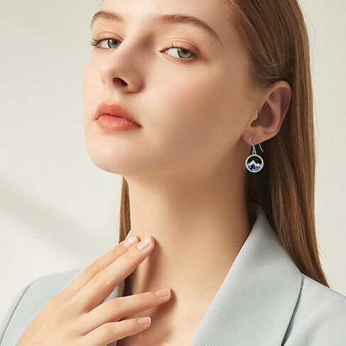 أقراط جبلية من بذور الخردل للنساء والفتيات من الفضة الإسترلينية أذن البحر الجبلية المتدلية على شكل خطاف أقراط مجوهرات طبيعية هدية للمتزلجين والمتنزهين والمعسكرات والمتسلقين in Kuwait