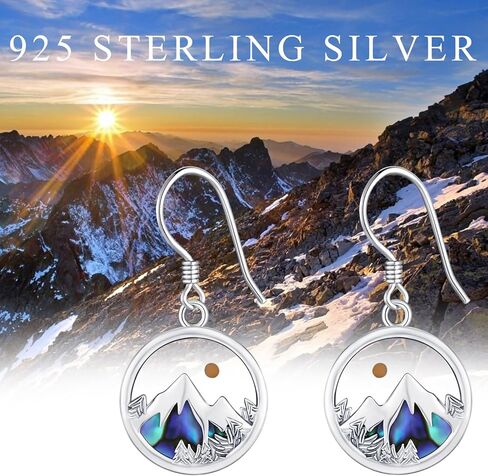 أقراط جبلية من بذور الخردل للنساء والفتيات من الفضة الإسترلينية أذن البحر الجبلية المتدلية على شكل خطاف أقراط مجوهرات طبيعية هدية للمتزلجين والمتنزهين والمعسكرات والمتسلقين in Kuwait