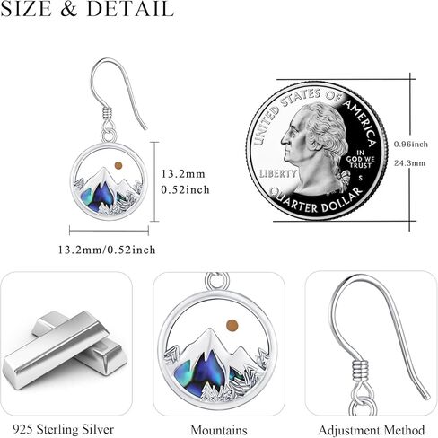 أقراط جبلية من بذور الخردل للنساء والفتيات من الفضة الإسترلينية أذن البحر الجبلية المتدلية على شكل خطاف أقراط مجوهرات طبيعية هدية للمتزلجين والمتنزهين والمعسكرات والمتسلقين in Kuwait