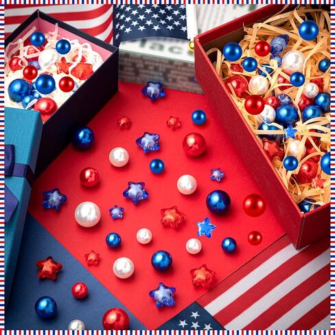209 قطعة من حشو مزهرية عيد الاستقلال، خرز مزهرية عائمة وطنية متعددة الألوان خرز اللؤلؤ العائم في الرابع من يوليو لديكور الطاولة المركزية للحفلات المنزلية in Kuwait