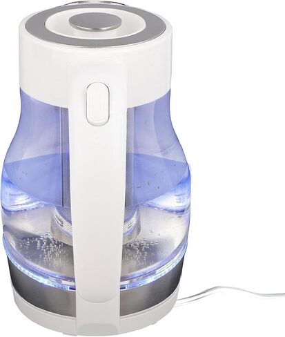2 in 1 Black Infusion Kettle, Boil and Brew with Removable Stainless Steel Tea Infuser, 7 Cup or 1.7 Liter Capacity, LED Indicator Light, Auto-Shutoff & Boil-Dry Protection, Aiwa White in Saudi Arabia