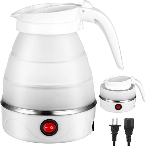 0.6L Foldable Travel Electric Kettle, 600W 110V Collapsible Electric Kettle, Small Food-Safe Silicone Water Boiler for Making Coffee & Tea, Portable Kettle for Hotels, RV Trips, Camping in Saudi Arabia