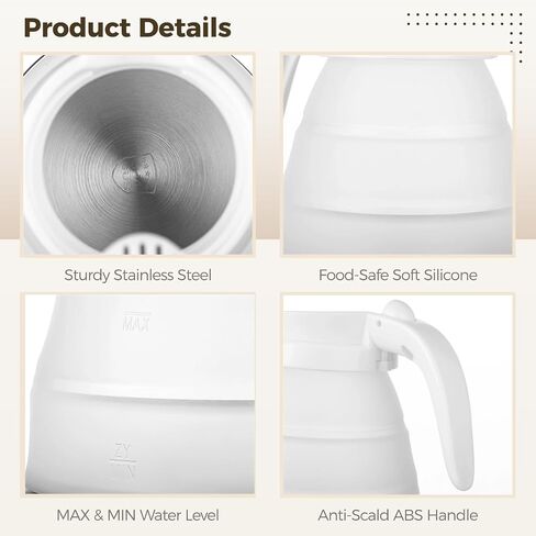 0.6L Foldable Travel Electric Kettle, 600W 110V Collapsible Electric Kettle, Small Food-Safe Silicone Water Boiler for Making Coffee & Tea, Portable Kettle for Hotels, RV Trips, Camping in Saudi Arabia