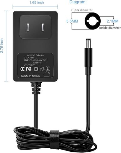 محول إمداد الطاقة 5 فولت 1 أمبير، 5 وات تيار متردد/تيار مستمر 100 فولت-240 فولت 5 فولت 1 أمبير، قابس 5.5 × 2.1 مم و5.5 × 2.5 مم، 3 أقدام in Kuwait