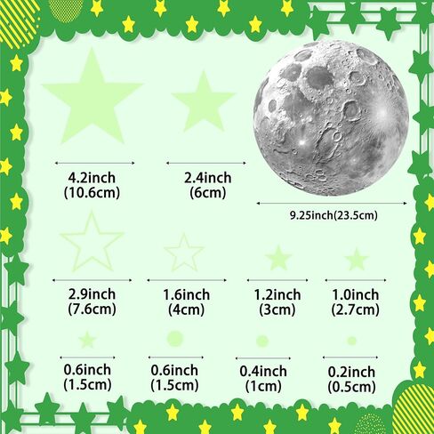 965 PCS Glow in The Dark Stars and Moon for Ceiling, Luminous Stars and Planet Wall Decals, Kids Room Decor, Glowing Galaxy Wall Stickers for Nursery Decorations (Green) in Saudi Arabia