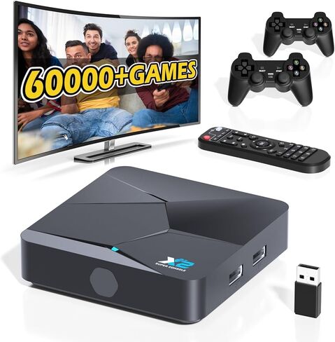 Retro Game Console Retroplay Emulator - Super Console X2 60,000+ ألعاب فيديو، وحدة تحكم محاكي متوافقة مع أكثر من 70 محاكيًا، نظام مزدوج، 4K UHD، BT5.0، 2.4G+5G، وحدة تحكم ألعاب التوصيل والتشغيل in Kuwait