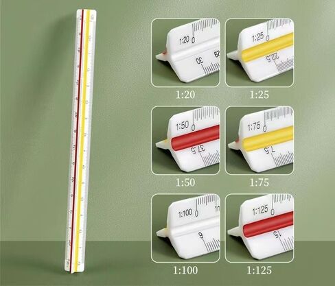 مسطرة بمقياس معماري من Ruibow، مسطرة بمقياس بلاستيكي 12 بوصة، مقياس هندسي مع مسطرة بمقياس أخاديد للمخططات، مقياس معماري للرسم والرسم 1:20، 1:25، 1:50، 1:75، 1:100، 1:125 in Kuwait