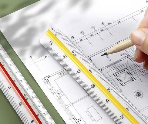 مسطرة بمقياس معماري من Ruibow، مسطرة بمقياس بلاستيكي 12 بوصة، مقياس هندسي مع مسطرة بمقياس أخاديد للمخططات، مقياس معماري للرسم والرسم 1:20، 1:25، 1:50، 1:75، 1:100، 1:125 in Kuwait