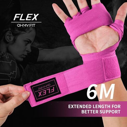 لفافات يد ملاكمة مرنة من OHMY FIT - بطول إضافي 236 بوصة/6 متر لتوفير حماية ممتازة وأداء فائق in Saudi Arabia
