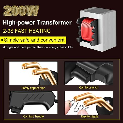 200W Plastic Welder, 2000PCS Staples 10PCS Sandpaper, Plastic welding Kit, Plier Custom Carry Case, Plastic Repair Car Bumper Repair Simplicity Of Use in Kuwait