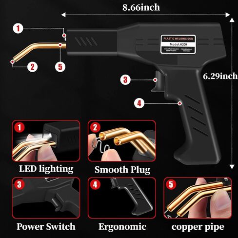 200W Plastic Welder, 2000PCS Staples 10PCS Sandpaper, Plastic welding Kit, Plier Custom Carry Case, Plastic Repair Car Bumper Repair Simplicity Of Use in Kuwait