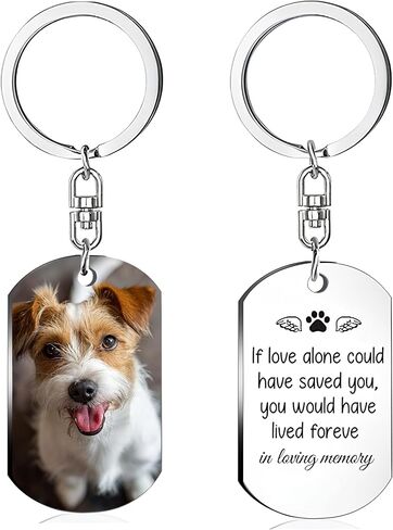 Akasuzo Personalized Dog Memorial Keychain, Custom Keychain with Picture Pet Memorial Gifts, Custom Dog Keychains with Text in Saudi Arabia