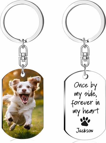 Akasuzo Personalized Dog Memorial Keychain, Custom Keychain with Picture Pet Memorial Gifts, Custom Dog Keychains with Text in Saudi Arabia