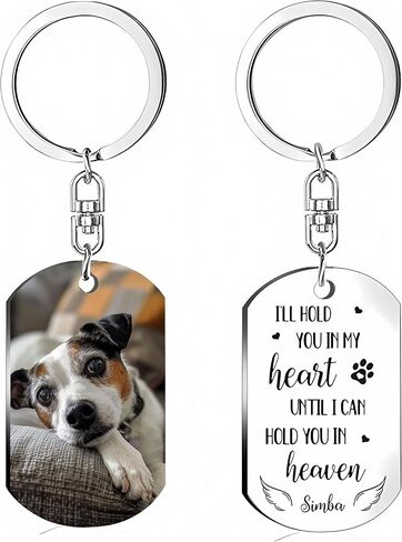 Akasuzo Personalized Dog Memorial Keychain, Custom Keychain with Picture Pet Memorial Gifts, Custom Dog Keychains with Text in Saudi Arabia