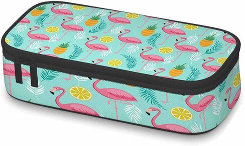 Xuwenz Pink Flamingos Pencil Case Flamingo Exotic Tropical Leaves Pineapples Bird Pencil Bag Pen Markers Pouch Holder Organizer for Boy Girl School Students in Saudi Arabia