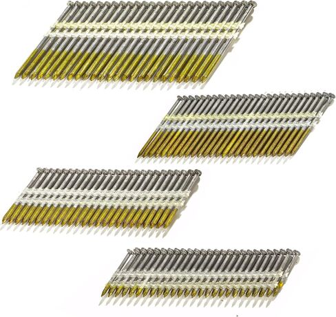 21 Degree Framing Nails 600 Count, 4 Sizes (2"+2-1/2"+3.0" Ring Shank+3-1/2" Smooth Shank), Full Round Head Hot Dipped Galvanized, 150 per Size, Assorted Size, 20 to 22 Degree Framing Nailer in Saudi Arabia