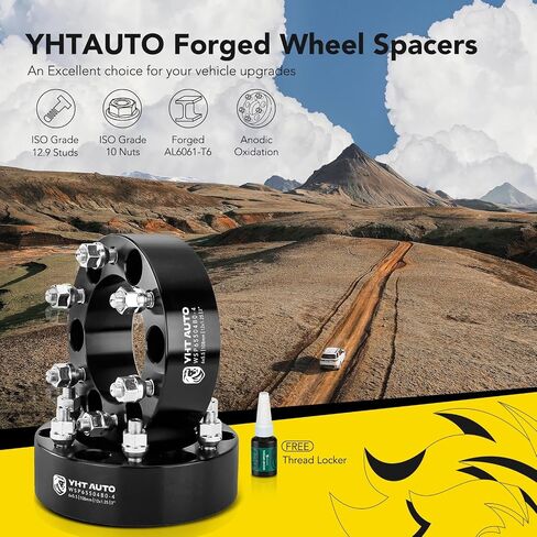 YHTAUTO 6x5.5 Wheel Spacers 2 inch Fits Infiniti, Nissan Models: Frontier, Pathfinder, Titan, Forged 6x139.7mm Tire Spacers 50mm with M12x1.25 Studs 108mm Hub Bore, Not Hubcentric, 2Pcs, Black in Saudi Arabia