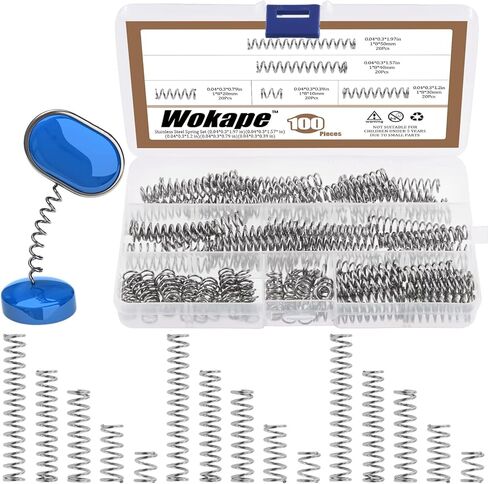 100Pcs 0.8mm Thick Compression Springs Assortment Kit, 5 Sizes Mini Stainless Steel Compression Springs for Shop and Home Repairs, 8mm OD, 10/20/30/40/50mm Length in Saudi Arabia