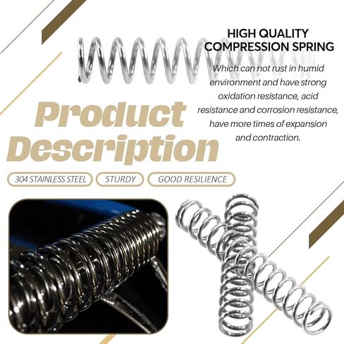 100Pcs 0.8mm Thick Compression Springs Assortment Kit, 5 Sizes Mini Stainless Steel Compression Springs for Shop and Home Repairs, 8mm OD, 10/20/30/40/50mm Length in Saudi Arabia