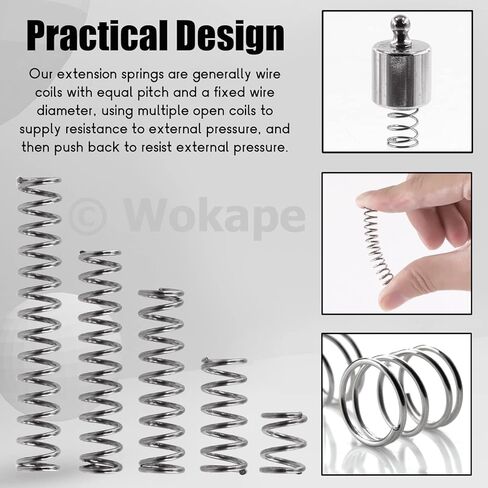 100Pcs 0.8mm Thick Compression Springs Assortment Kit, 5 Sizes Mini Stainless Steel Compression Springs for Shop and Home Repairs, 8mm OD, 10/20/30/40/50mm Length in Saudi Arabia