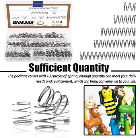 100Pcs 0.8mm Thick Compression Springs Assortment Kit, 5 Sizes Mini Stainless Steel Compression Springs for Shop and Home Repairs, 8mm OD, 10/20/30/40/50mm Length in Saudi Arabia