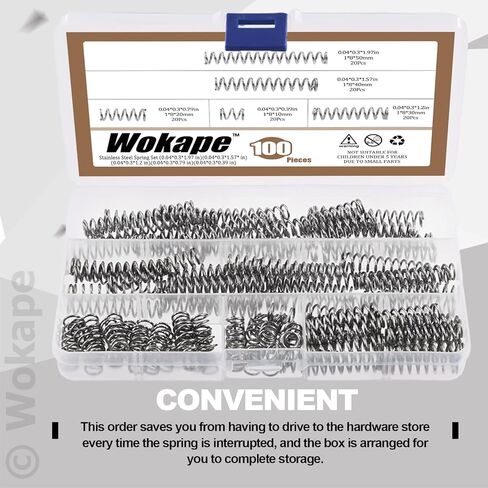100Pcs 0.8mm Thick Compression Springs Assortment Kit, 5 Sizes Mini Stainless Steel Compression Springs for Shop and Home Repairs, 8mm OD, 10/20/30/40/50mm Length in Saudi Arabia