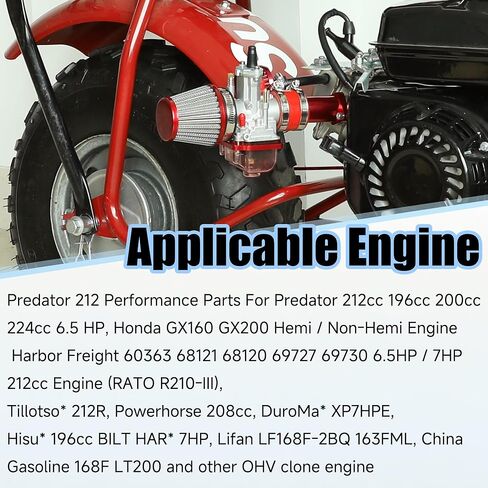 YOXUFA PWK 24mm Carburetor Intake Pipe Kit for Predator 212 224cc 196cc 200cc 6.5hp Engine Coleman CT200U BT200X Baja Warrior Trailmaster Mb200 GX200 Mini Bike Go Kart High Performance Parts in Saudi Arabia
