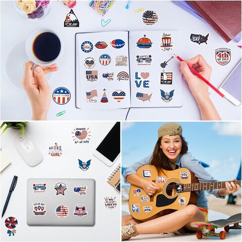 188 ملصقًا وطنيًا لملصقات الرابع من يوليو وشم الولايات المتحدة الأمريكية وملصقات يوم الاستقلال والعلم الأمريكي وملصقات الفينيل لزجاجة مياه الكمبيوتر المحمول (الرابع من يوليو) in Kuwait