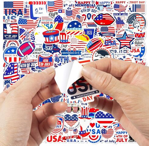 188 ملصقًا وطنيًا لملصقات الرابع من يوليو وشم الولايات المتحدة الأمريكية وملصقات يوم الاستقلال والعلم الأمريكي وملصقات الفينيل لزجاجة مياه الكمبيوتر المحمول (الرابع من يوليو) in Kuwait