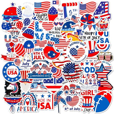 188 ملصقًا وطنيًا لملصقات الرابع من يوليو وشم الولايات المتحدة الأمريكية وملصقات يوم الاستقلال والعلم الأمريكي وملصقات الفينيل لزجاجة مياه الكمبيوتر المحمول (الرابع من يوليو) in Kuwait