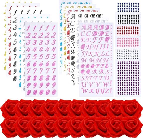 38 قطعة مجموعة زينة قبعة التخرج DIY مجموعة زينة قبعة التخرج من أحجار الراين ملصقات أرقام الحروف ملصقات حجر الراين ملصقات وردة حمراء زهور صناعية طقم تزيين قبعة التخرج لديكورات DIY in Kuwait
