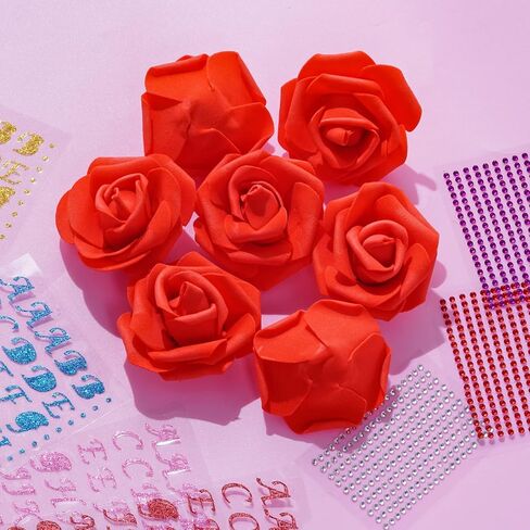 38 قطعة مجموعة زينة قبعة التخرج DIY مجموعة زينة قبعة التخرج من أحجار الراين ملصقات أرقام الحروف ملصقات حجر الراين ملصقات وردة حمراء زهور صناعية طقم تزيين قبعة التخرج لديكورات DIY in Kuwait