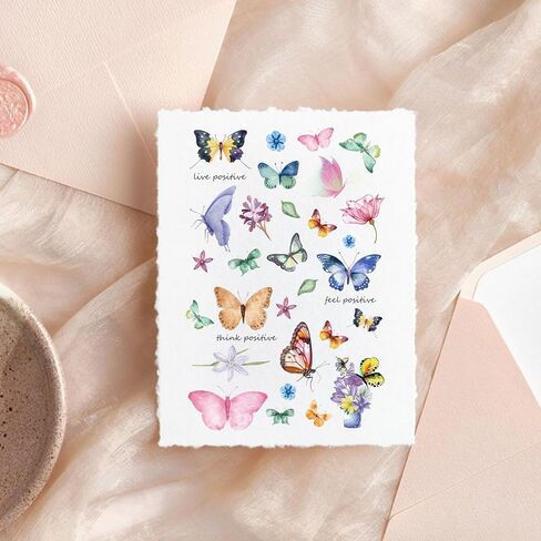 WANDIC 16 Sheets Rub On Transfer Sticker, Butterflies DIY Transfer Decals Waterproof Flowers Scrapbook Stickers for Card Making Greeting Cards Gift Wrapping Home Decoration,4 * 6in in Kuwait