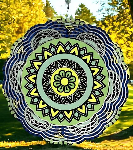 ColibrÍ Shop Mandala Wind Spinner 3D الفولاذ المقاوم للصدأ للتعليق على شكل هدية ديكور داخلي/خارجي للحديقة ديكور ساحة حركية فن منحوت الرياح دقات الرياح للديكور الخارجي هدايا عيد ميلاد للأم in Kuwait